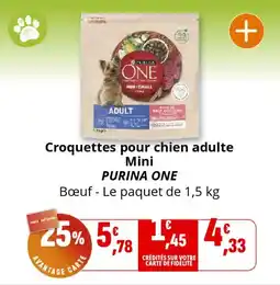 Coccinelle Supermarché Croquettes pour chien adulte mini purina one offre