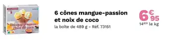 6 cônes mangue-passion et noix de coco