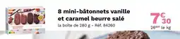 Picard 8 mini-bâtonnets vanille et caramel beurre salé offre