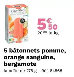 Picard 5 bâtonnets pomme orange sanguine bergamote offre