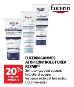 Auchan Eucerin gammes atopicontrol et uréa repair offre