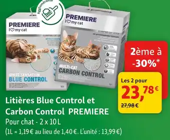 Premiere litières blue control et carbon control