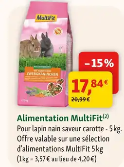 Maxi Zoo Multifit alimentation pour lapin nain saveur carotte offre