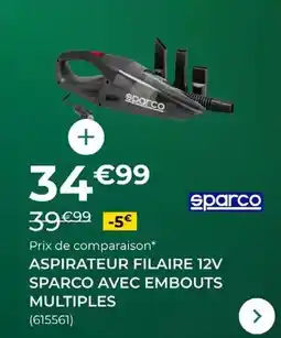 Feu Vert Sparco - aspirateur filaire 12 v sparco avec embouts multiples offre