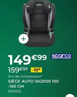 Feu Vert Sparco - siège auto sk2000 100-150 cm offre