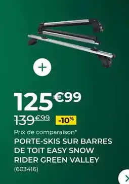 Feu Vert Porte - skis sur barres de toit easy snow rider green valley offre