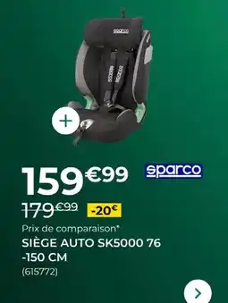 Feu Vert Sparco - siège auto sk5000 76 -150 cm offre