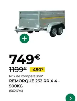 Feu Vert Remorque 232 rr x 4 - 500 kg offre