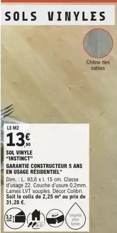 E.Leclerc Brico Dim - sol vinyle instinct garantie constructeur 5 ans en usage résidentiel offre