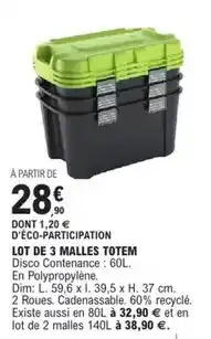 E.Leclerc Brico Dim - lot de 3 malles totem offre
