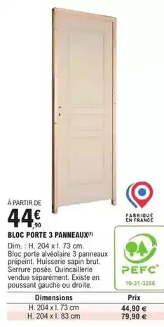E.Leclerc Brico Dim - bloc porte 3 panneaux offre