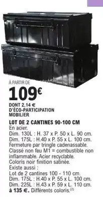 E.Leclerc Brico Dim - lot de 2 cantines 90-100 cm offre