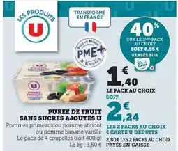 U Express U - puree de fruit sans sucres ajoutes offre