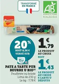 U Express U - pate a tarte pur beurre bio offre