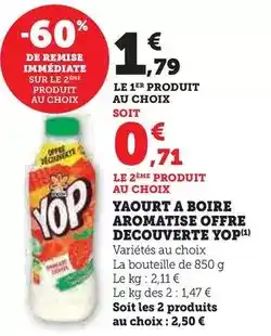 U Express Yop - yaourt a boire aromatise offre decouverte offre
