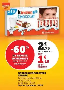 U Express Ferrero rocher - barres chocolatées kinder offre