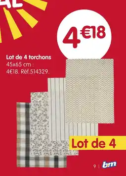 b&m Lot de 4 torchons offre