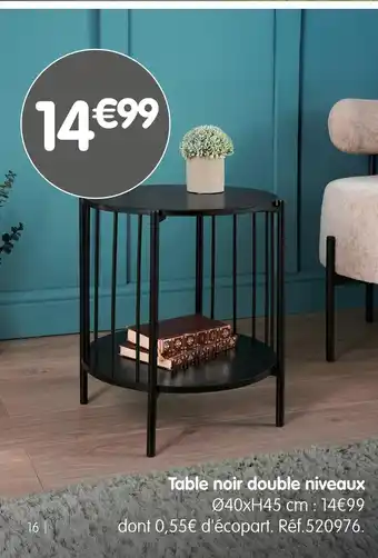 Table noir double niveaux