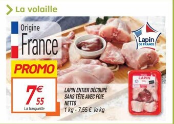 Netto Lapin entier découpé sans tête avec foie Netto offre