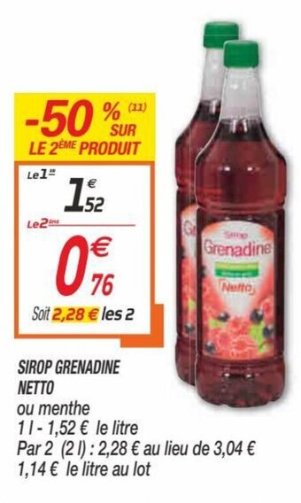 Netto Sirop grenadine Netto offre