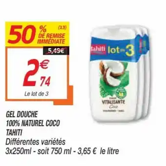 Netto Gel douche 100% naturel Coco Tahiti offre