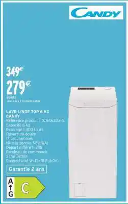 Intermarché Lave-linge Top 6 kg Candy offre