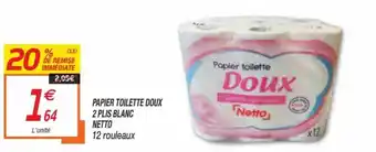 Netto Papier toilette doux 2 plis Blanc Netto offre