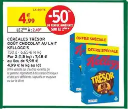 Intermarché CÉRÉALES TRÉSOR GOÛT CHOCOLAT AU LAIT KELLOGG'S offre