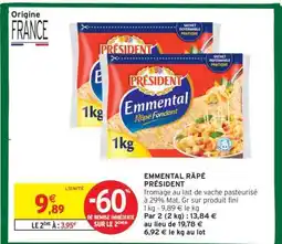 Intermarché Emmental Râpé Président offre