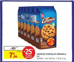 Intermarché COOKIES CHOCOLAT GRANOLA LU offre