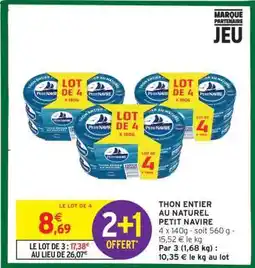 Intermarché Thon entier au naturel 'Petit Navire' offre