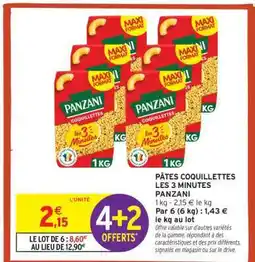 Intermarché PÂTES COQUILLETTES LES 3 MINUTES PANZANI offre