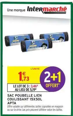 Intermarché SAC POUBELLE LIEN COULISSANT 15X50L APTA offre