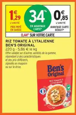 Intermarché RIZ TOMATE À L'ITALIENNE BEN'S ORIGINAL offre