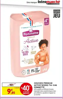 Intermarché Express Pommette couches premium active 9/20kg t4+ x46 offre