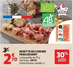 Auchan Supermarché Frais devant - rosette de lyon bio offre