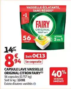 Fairy - capsule lave vaisselle original citron