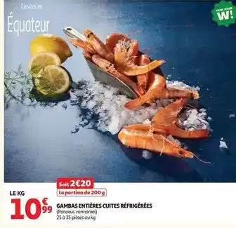 Mon - gambas entières cuites réfrigérées