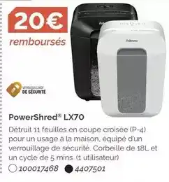LDLC Powershred lx70 offre