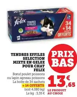 Hyper U Purina - tendres effiles selection mixte en gelee pour chat felix offre