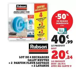 Super U Rubson - recharges galet neutre + parfum fleur sauvage + lavande offre