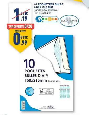 La couronne 10 pochettes bulle 150 x 215 mm