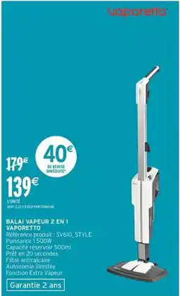 Intermarché Express Balai vapeur 2 en 1 vaporetto offre