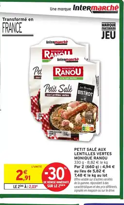 Intermarché MONIQUE RANOU Petit salé aux lentilles vertes offre