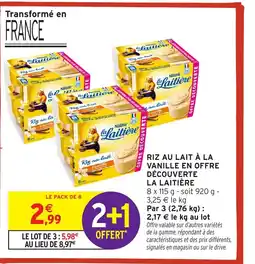 Intermarché LA LAITIÈRE Riz au lait à la vanille en offre découverte offre