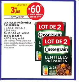 Intermarché CASSEGRAIN Lentilles préparées offre