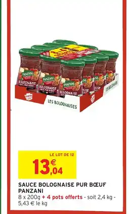 Intermarché PANZANI Sauce bolognaise pur bœuf offre