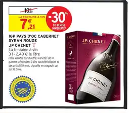Intermarché JP CHENET Igp pays d'oc cabernet syrah rouge offre
