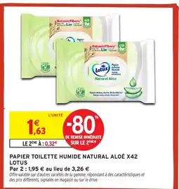 Intermarché LOTUS Papier toilette humide natural aloé x42 offre