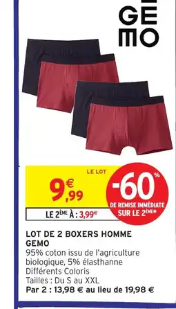 Intermarché GEMO Lot de 2 boxers homme offre
